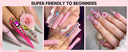 Makartt Nail Rhinestone Glue with 3D Nail Gel Kit, Nail Charm Glue Super Strong Gel Nail Glue for Nail, 3D Sculpting Gel