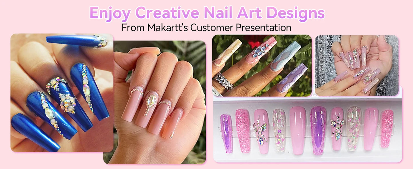 Makartt Nail Rhinestone Glue with 3D Nail Gel Kit, Nail Charm Glue Super Strong Gel Nail Glue for Nail, 3D Sculpting Gel