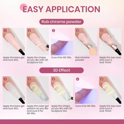 Makartt Nail Rhinestone Glue with 3D Nail Gel Kit, Nail Charm Glue Super Strong Gel Nail Glue for Nail, 3D Sculpting Gel