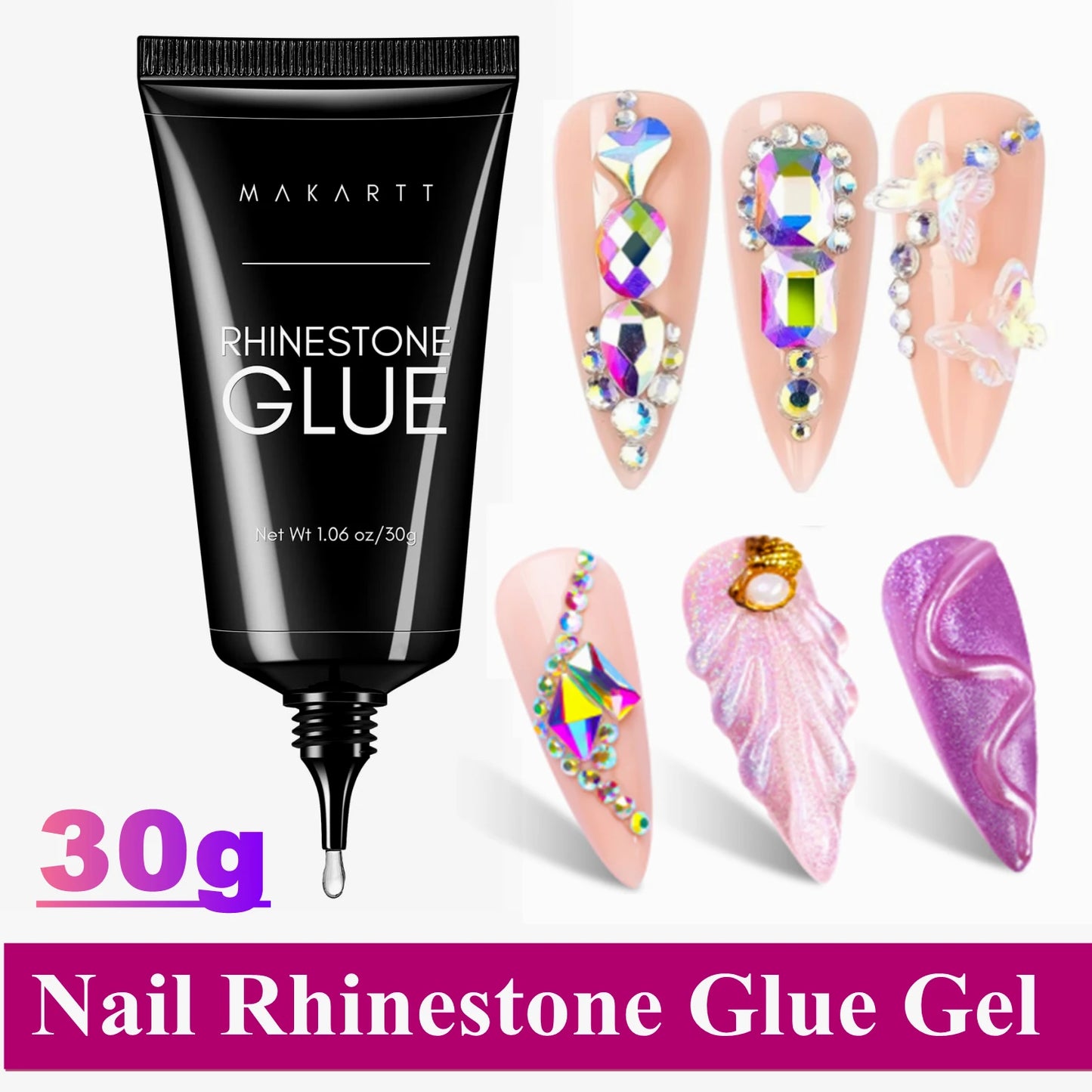 Makartt Nail Rhinestone Glue with 3D Nail Gel Kit, Nail Charm Glue Super Strong Gel Nail Glue for Nail, 3D Sculpting Gel