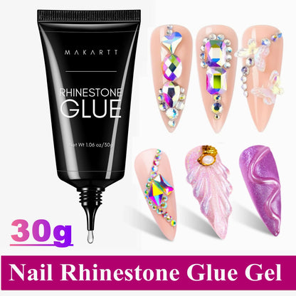 Makartt Nail Rhinestone Glue with 3D Nail Gel Kit, Nail Charm Glue Super Strong Gel Nail Glue for Nail, 3D Sculpting Gel
