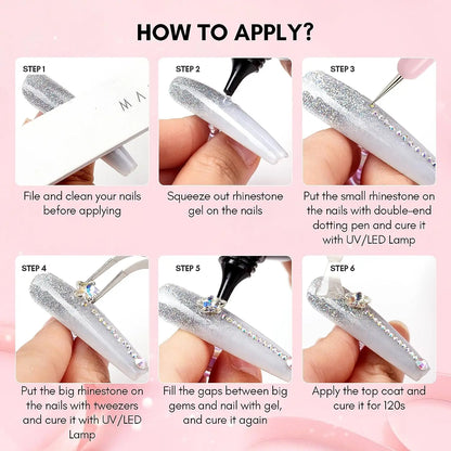 Makartt Nail Rhinestone Glue with 3D Nail Gel Kit, Nail Charm Glue Super Strong Gel Nail Glue for Nail, 3D Sculpting Gel