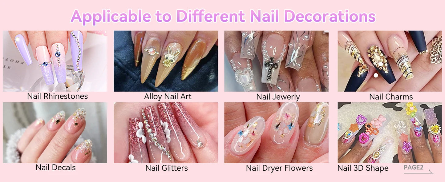 Makartt Nail Rhinestone Glue with 3D Nail Gel Kit, Nail Charm Glue Super Strong Gel Nail Glue for Nail, 3D Sculpting Gel