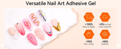 Makartt Nail Rhinestone Glue with 3D Nail Gel Kit, Nail Charm Glue Super Strong Gel Nail Glue for Nail, 3D Sculpting Gel