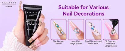 Makartt Nail Rhinestone Glue with 3D Nail Gel Kit, Nail Charm Glue Super Strong Gel Nail Glue for Nail, 3D Sculpting Gel