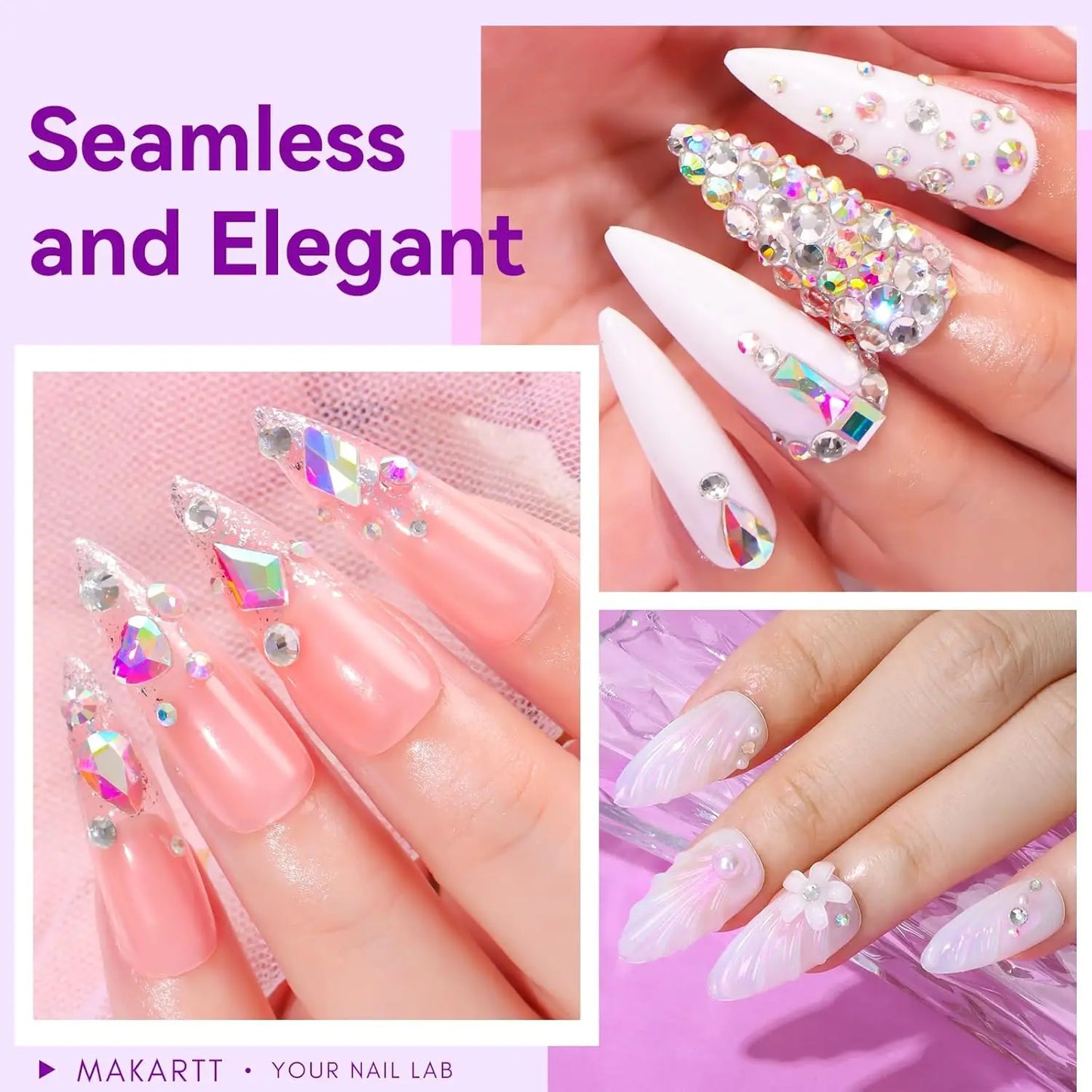 Makartt Nail Rhinestone Glue with 3D Nail Gel Kit, Nail Charm Glue Super Strong Gel Nail Glue for Nail, 3D Sculpting Gel