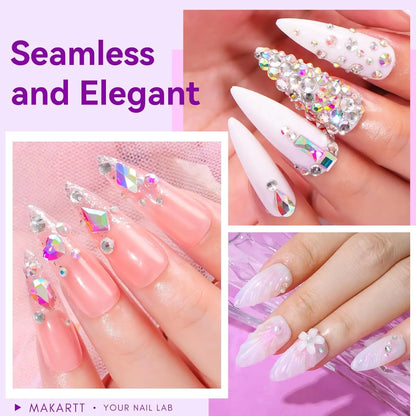Makartt Nail Rhinestone Glue with 3D Nail Gel Kit, Nail Charm Glue Super Strong Gel Nail Glue for Nail, 3D Sculpting Gel
