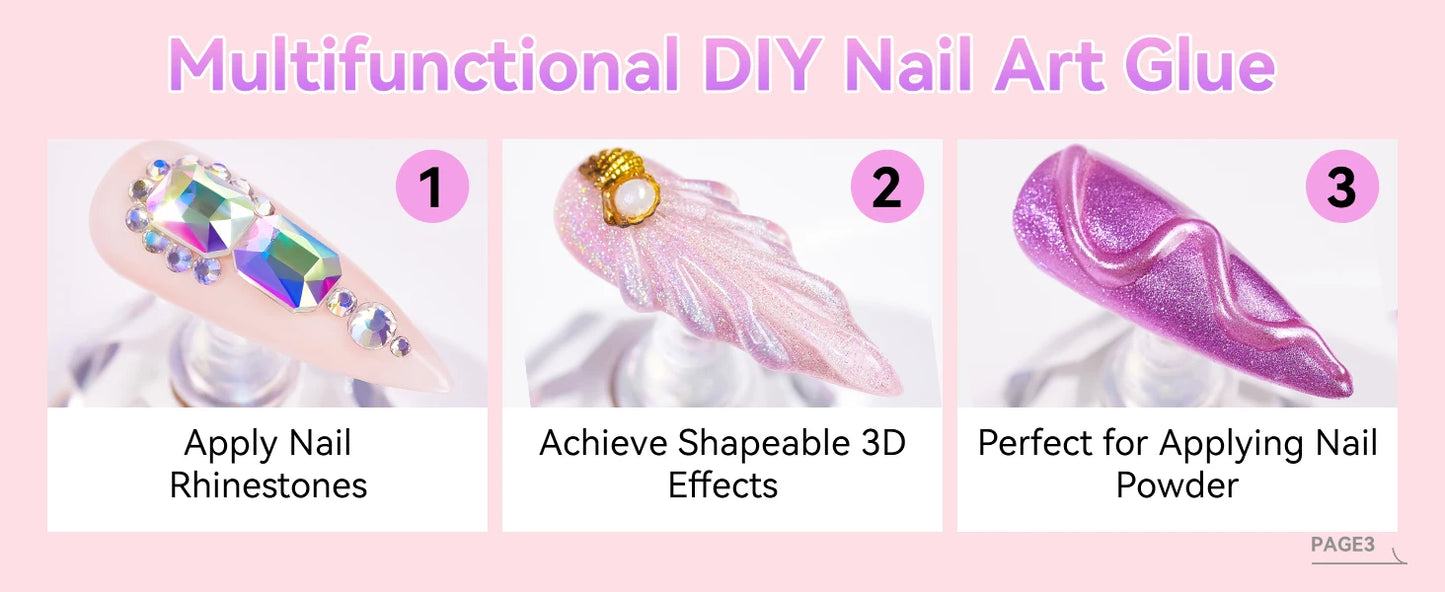 Makartt Nail Rhinestone Glue with 3D Nail Gel Kit, Nail Charm Glue Super Strong Gel Nail Glue for Nail, 3D Sculpting Gel