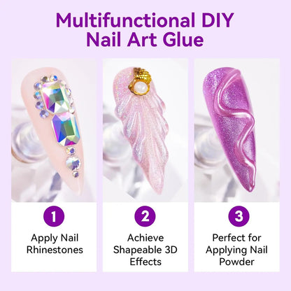 Makartt Nail Rhinestone Glue with 3D Nail Gel Kit, Nail Charm Glue Super Strong Gel Nail Glue for Nail, 3D Sculpting Gel