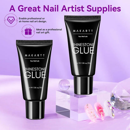 Makartt Nail Rhinestone Glue with 3D Nail Gel Kit, Nail Charm Glue Super Strong Gel Nail Glue for Nail, 3D Sculpting Gel