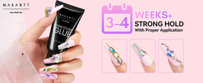 Makartt Nail Rhinestone Glue with 3D Nail Gel Kit, Nail Charm Glue Super Strong Gel Nail Glue for Nail, 3D Sculpting Gel