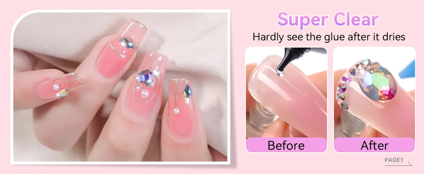 Makartt Nail Rhinestone Glue with 3D Nail Gel Kit, Nail Charm Glue Super Strong Gel Nail Glue for Nail, 3D Sculpting Gel