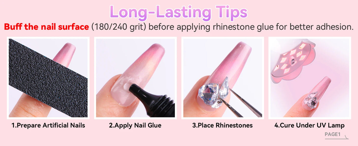 Makartt Nail Rhinestone Glue with 3D Nail Gel Kit, Nail Charm Glue Super Strong Gel Nail Glue for Nail, 3D Sculpting Gel